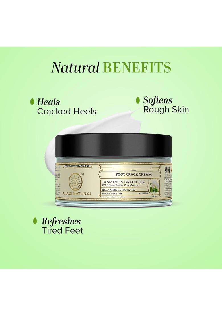 Khadi Natural Jasmine & Green Tea Foot Cream 50 g | Natural Herbal Care | Herbal Foot Care Cream for Soft & Smooth Feet | Gentle Daily Foot Care - Indya