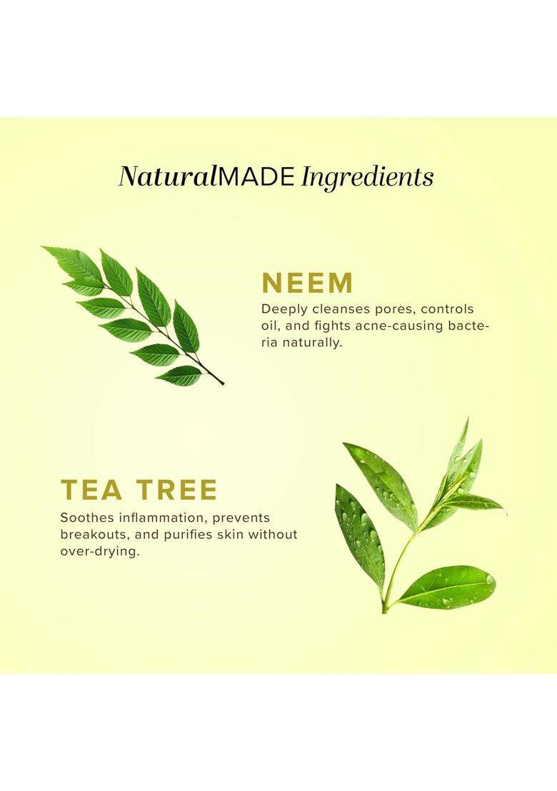 Khadi Natural Neem & Tea Tree Herbal Face Wash 210 ml | Natural Herbal Care | Controls Acne and Promotes Glowing Skin | Paraben, Sulphate Free - Indya