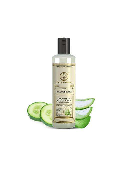Khadi Natural Cucumber & Aloe Vera Cleansing Milk 210 ml | Natural Herbal Care | Herbal Face Cleanser for Gentle Makeup Removal