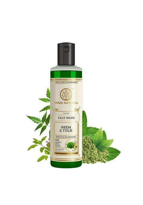 Khadi Natural Neem & Tulsi Face Wash 210 ml | Natural Herbal Care | Herbal Face Cleanser for Oil Control & Cleansing | Paraben Free Face Wash
