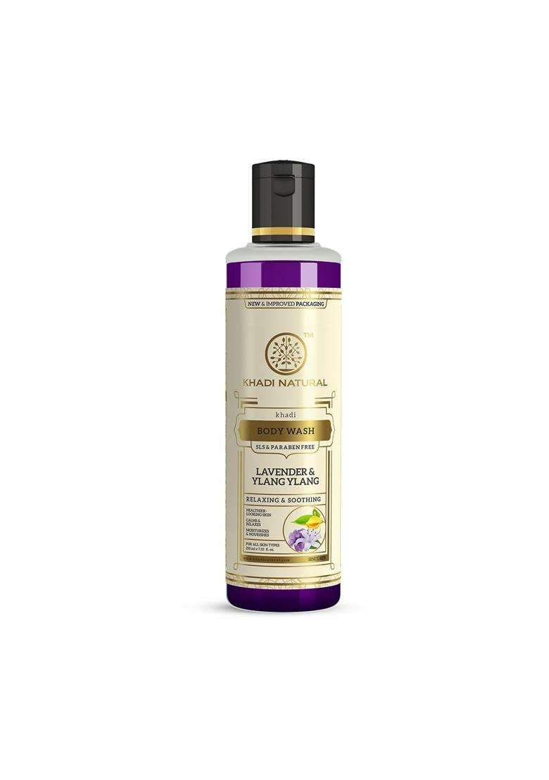 Khadi Natural Lavender & Ylang Ylang Herbal Body Wash 210 ml | Natural Herbal Care | Gently cleanses and nourishes | Shower Gel that relax senses - Indya