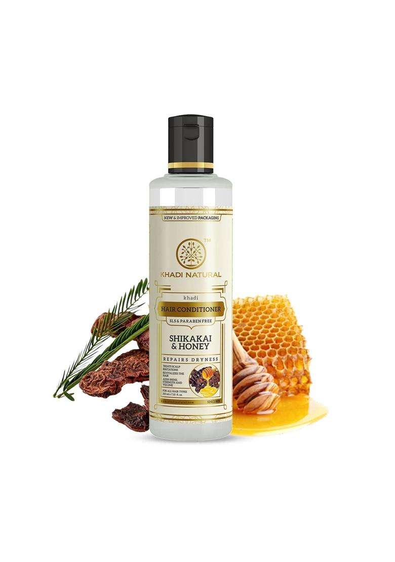 Khadi Natural Shikakai and Honey Herbal Hair Conditioner 210 ml, For Nourishing Dry Hair, Repairs Dry and Damaged, For All Hair Types - Indya