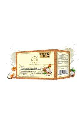 Khadi Natural Herbal Coconut Milk & Honey Soap (5x125 g) (625 g) (Pack of 5) | Natural Herbal Care | Herbal Bathing Soap for Glowing Skin