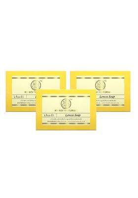 Khadi Natural Lemon Soap (125 g*3) (375 g) (Pack of 3) | Moisturizes & Revitalizes skin | Gently exfoliating | Suitable for all skin types