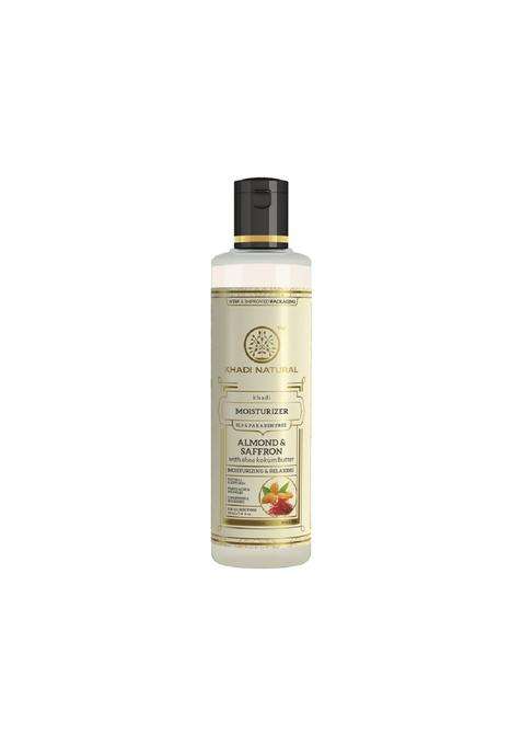 Khadi Natural Almond & Saffron Herbal Moisturizer 210 ml | Natural Herbal Care | Deeply Nourishing Shea & Kokum Butter Formula | Body Lotion