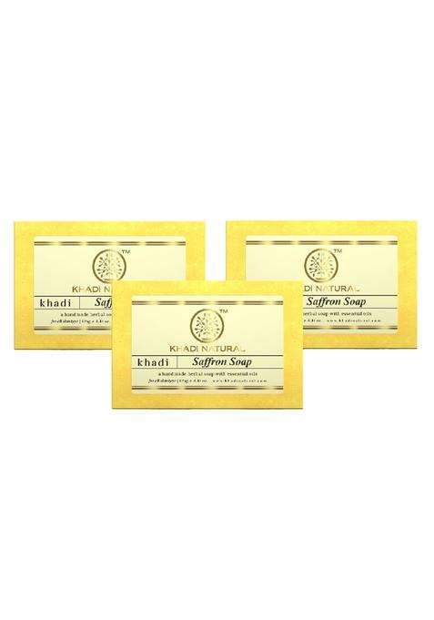 Khadi Natural Saffron Soap, 125g (Pack of 3) | Skin tighening properties | Deeply Moisturizing & Skin Brightening | Enhances natural glow