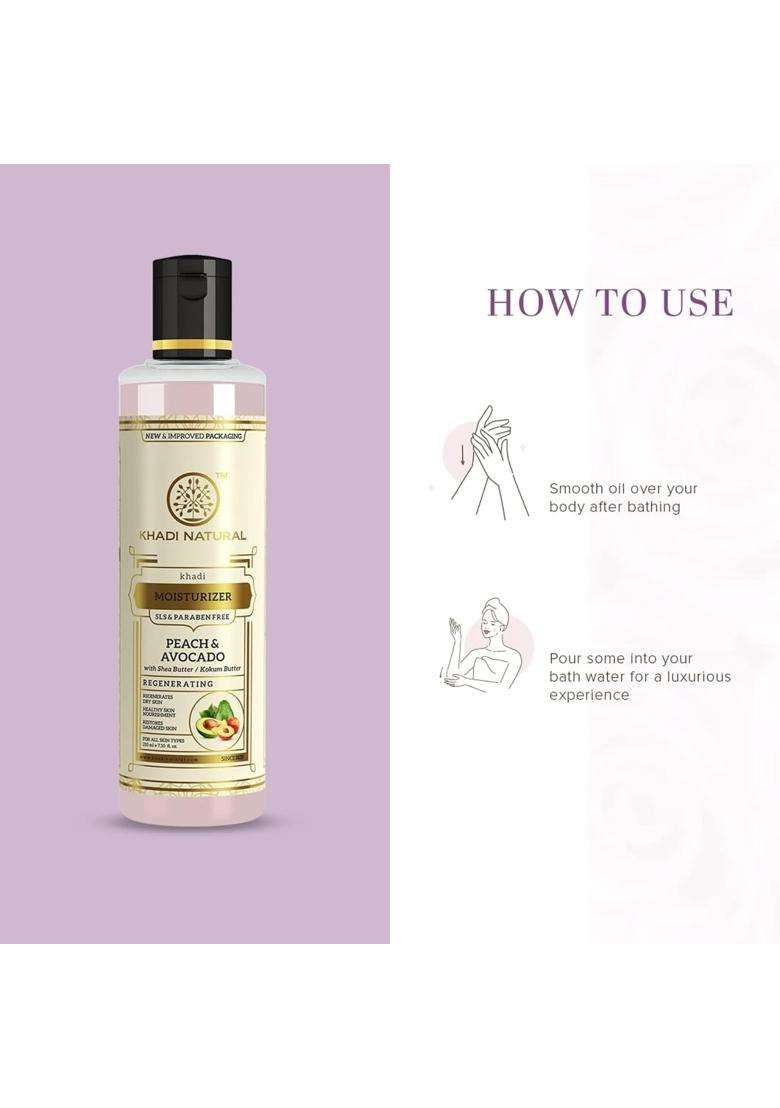 Khadi Natural Peach and Avocado Herbal Moisturizer With Shea/Kokum Butter 210 ml | Natural Herbal Care | Moisturizer for Dry Skin - Indya