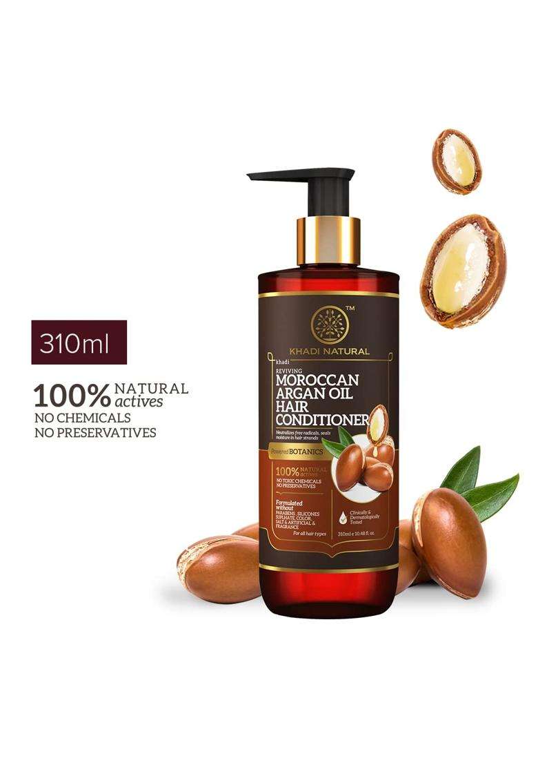 Khadi Natural Powered Botanics Moroccan Argan Oil Hair Conditioner 310 ml | Superior hair care | Naturally shiny hair | Suitable for all hair types - Indya