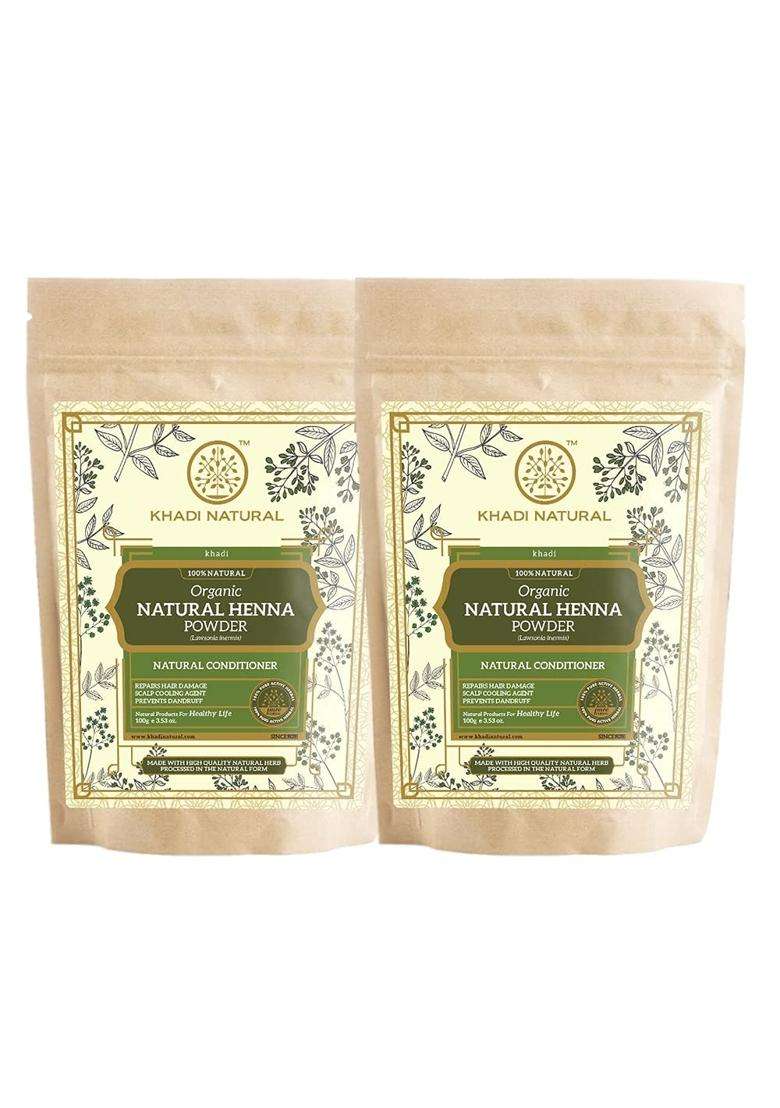 Khadi Natural Organic Natural Henna Powder Pack (100 g*2) (200 g) (Pack of 2) | Treats hair dye damage | Hair Color that naturally conditions - Indya