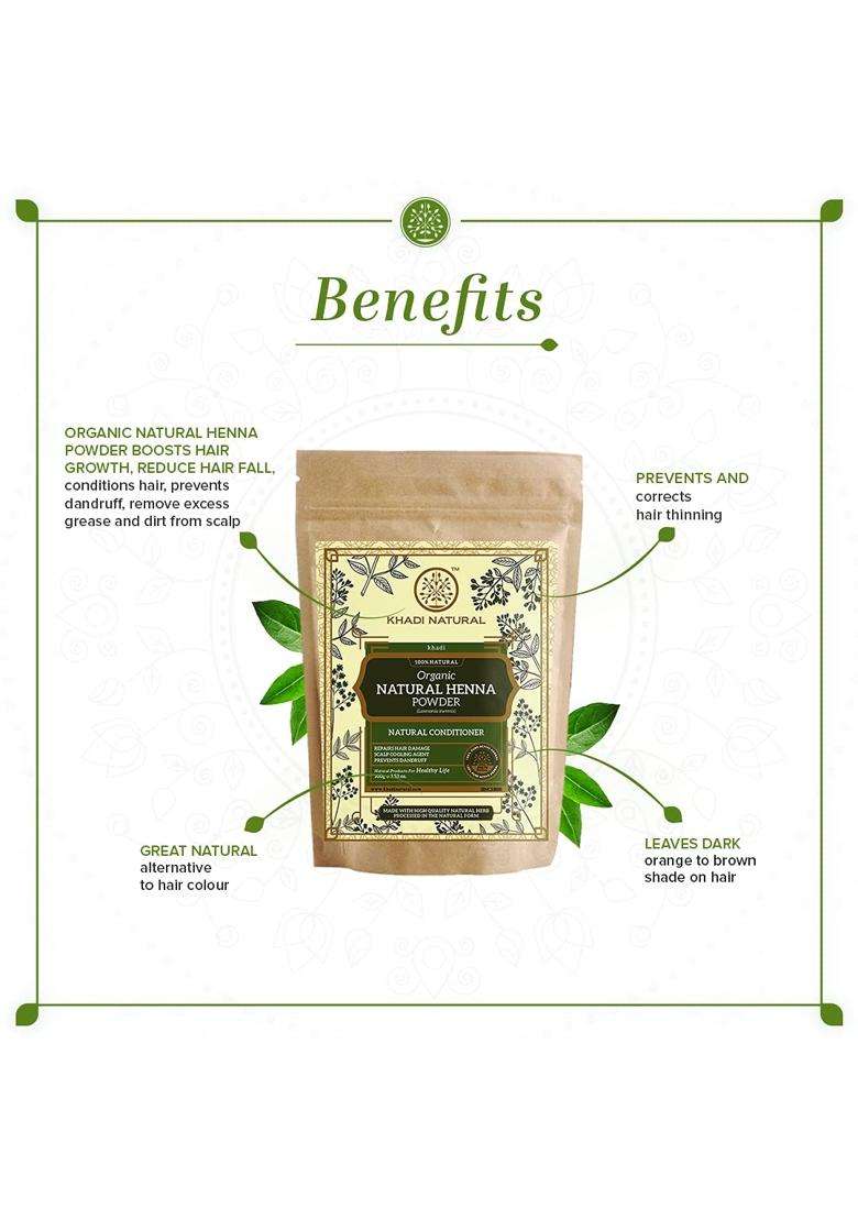 Khadi Natural Organic Natural Henna Powder Pack (100 g*2) (200 g) (Pack of 2) | Treats hair dye damage | Hair Color that naturally conditions - Indya