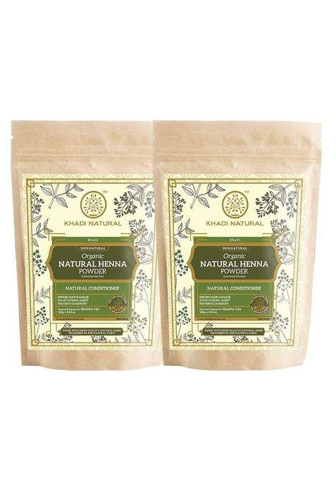 Khadi Natural Organic Natural Henna Powder Pack (100 g*2) (200 g) (Pack of 2) | Treats hair dye damage | Hair Color that naturally conditions