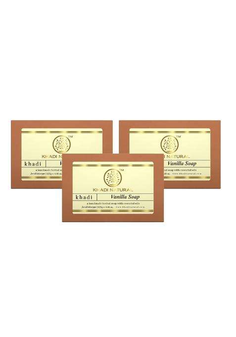 Khadi Natural Herbal Vanilla Soap, 125 g (Pack of 3) | Natural Herbal Care | Herbal Bathing Soap for Healthy Skin | Natural soap with essential oils