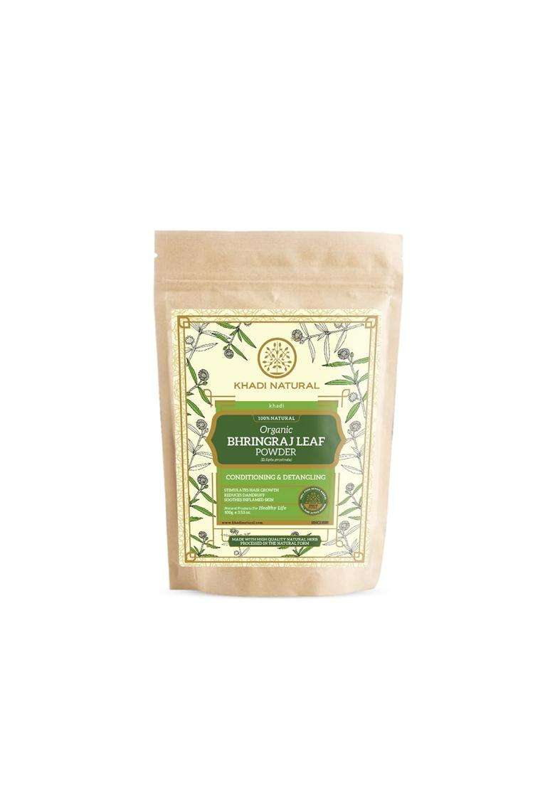 Khadi Natural Bhringraj Leaf Powder 100 g, 200 gram | Natural Herbal Care | Organic for Healthy Hair | Anti-Dandruff | Herbal for Growth - Indya