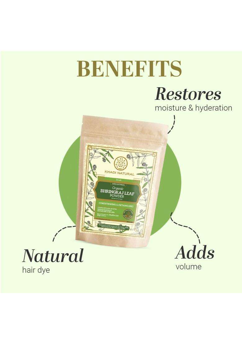 Khadi Natural Bhringraj Leaf Powder 100 g, 200 gram | Natural Herbal Care | Organic for Healthy Hair | Anti-Dandruff | Herbal for Growth - Indya