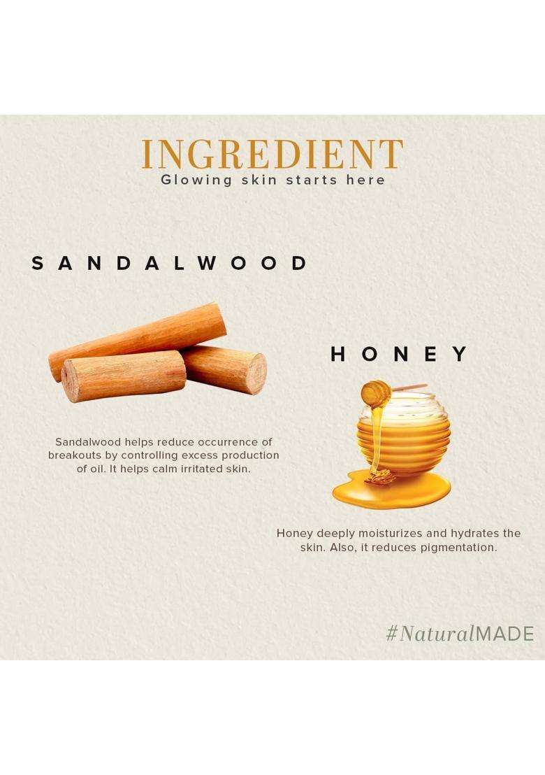 Khadi Natural Sandalwood & Honey Face Wash 210 ml (Pack of 2) | Gentle Face Cleanser for Healthy Skin | Face Wash for Calming Sunburns | 210 * 2 - Indya