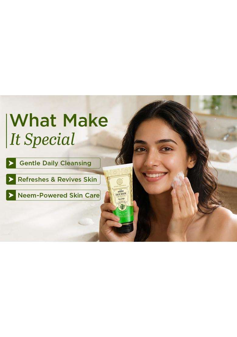 Khadi Natural Neem Face Wash 100 ml | Natural Herbal Care | Herbal Cleanser for Fresh & Healthy Looking Skin | Helps Remove Dirt, Oil & Impurities - Indya
