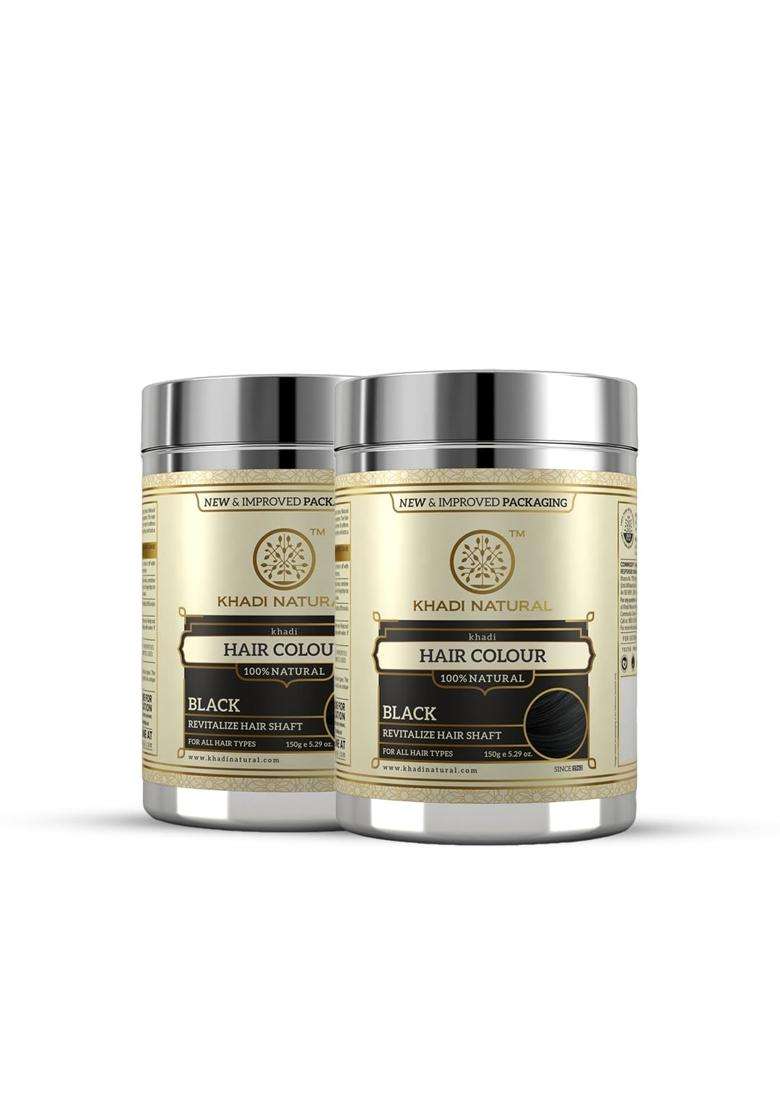 Khadi Natural Herbal Black Henna 300g | Natural Herbal Care | Rich & Natural Black Color with Herbal Care | Ammonia-Free Formula - Indya