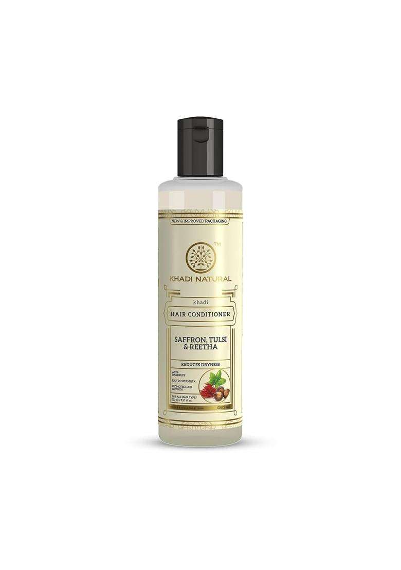 Khadi Natural Saffron Tulsi & Reetha Hair Conditioner 210 ml | Natural Herbal Care | Herbal for Dandruff Care | Gentle Herbal Care Formula - Indya