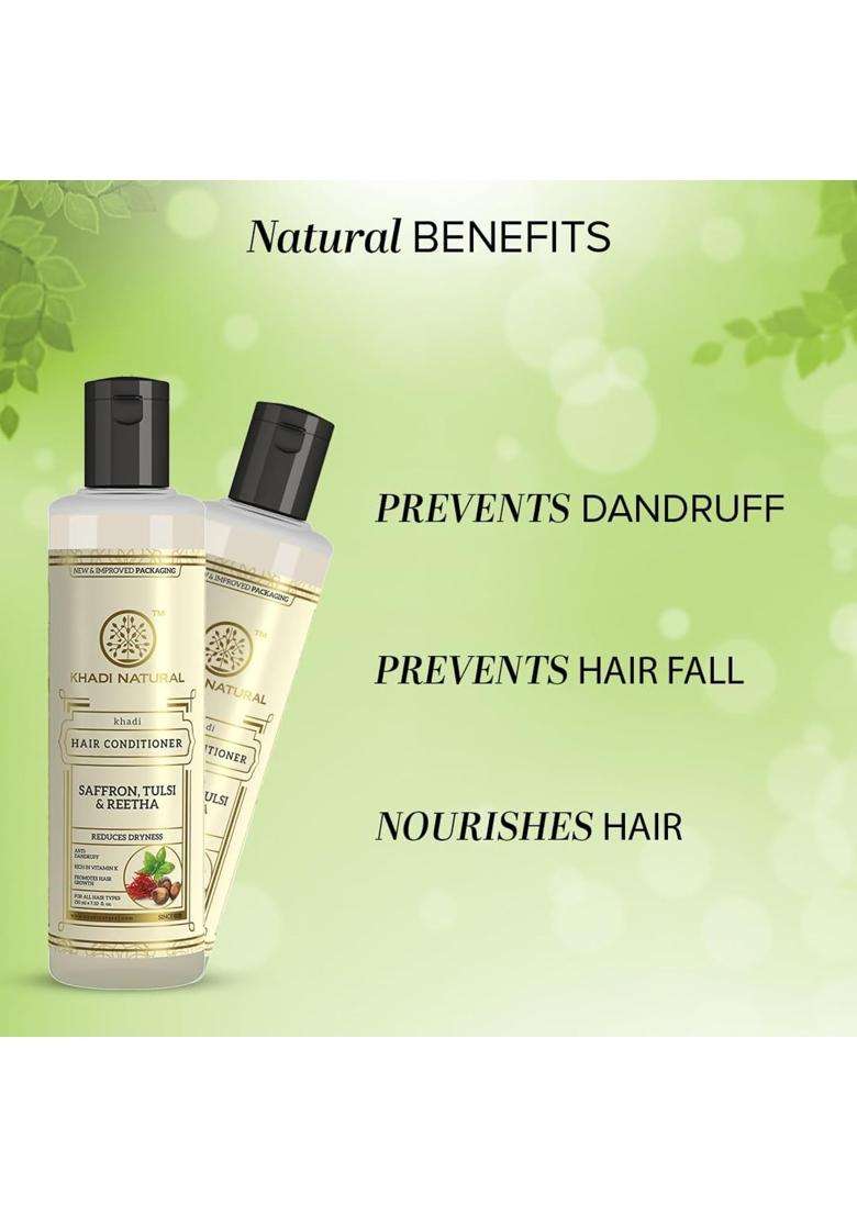 Khadi Natural Saffron Tulsi & Reetha Hair Conditioner 210 ml | Natural Herbal Care | Herbal for Dandruff Care | Gentle Herbal Care Formula - Indya