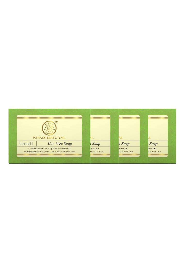 Khadi Natural Aloe Vera Soap (125 g *4) (500 g) (Pack of 4) | Natural Handmade | Bathing for Healthy Skin | with Essential Oils - Indya