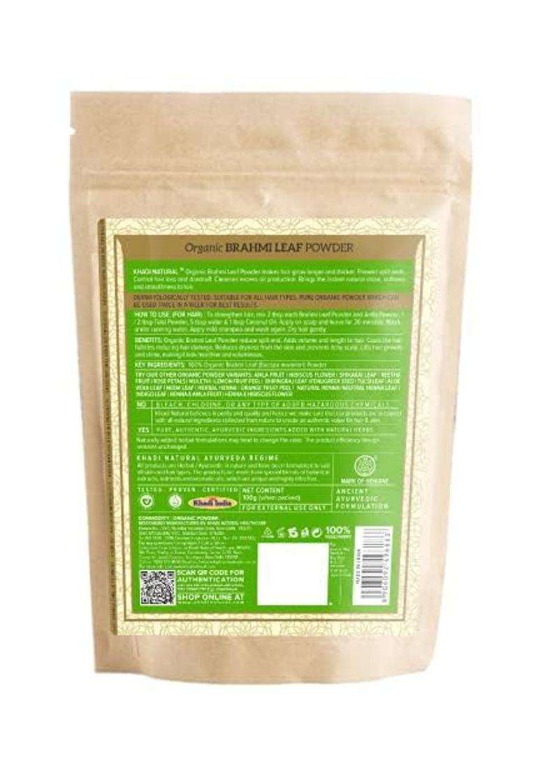 Khadi Natural Brahmi Leaf Organic Powder 100 g | Natural Herbal Care | Herbal for Hair & Scalp Care | Gentle Herbal Care Formula - Indya