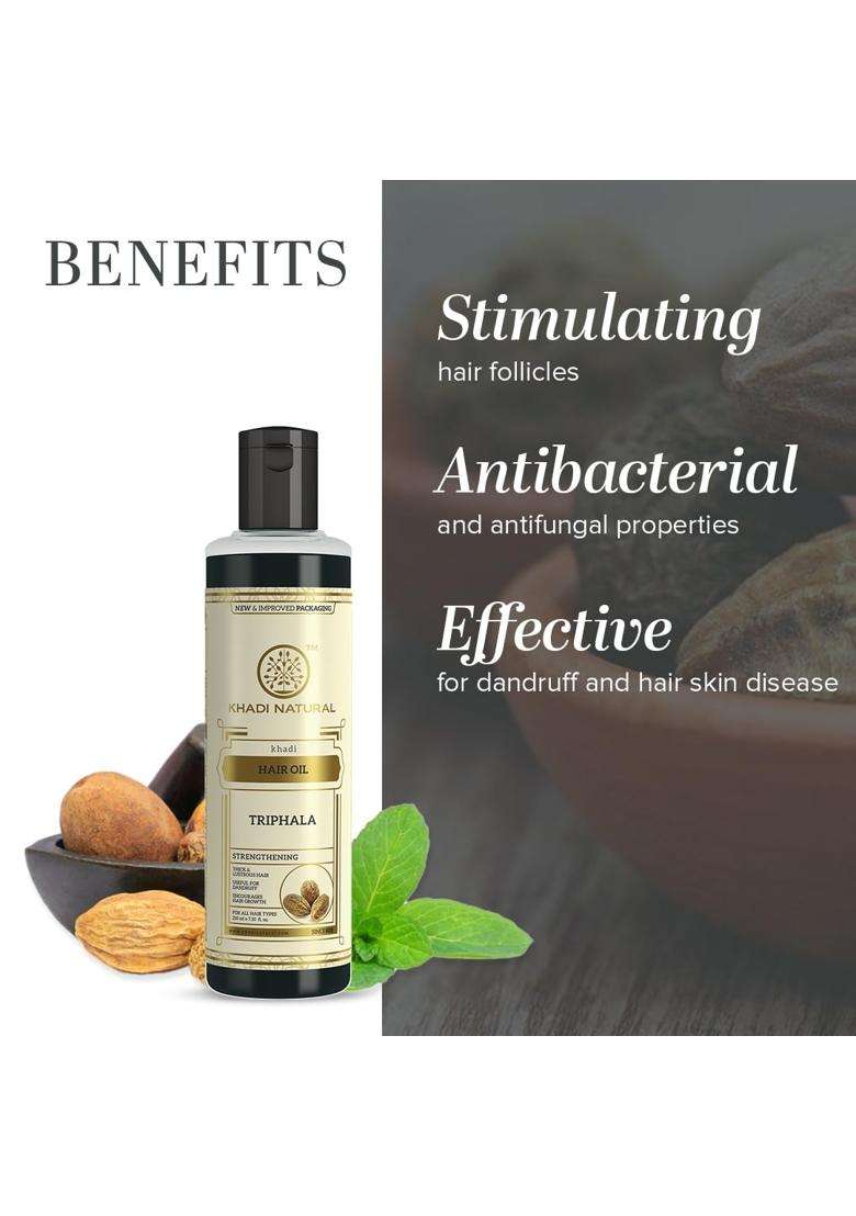 Khadi Natural Triphala Herbal Hair Oil 210 ml | Natural Herbal Care | Stimulates hair follicles and roots | Anti dandruff hair oil - Indya