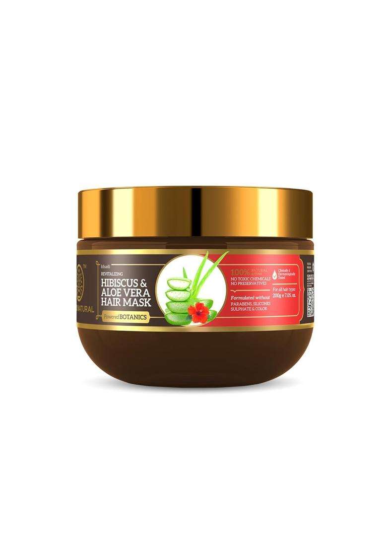Khadi Natural Powered Botanics Hibiscus & Aloe Vera Hair Mask 200g | Natural Herbal Care | Herbal for Deep Nourishment & Repair | No Parabens - Indya
