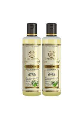 Khadi Natural Neem & Tea Tree Herbal Face Wash (210*2) (420 ml) (Pack of 2) | Natural Herbal Care | Herbal Face Wash for Glowing Skin