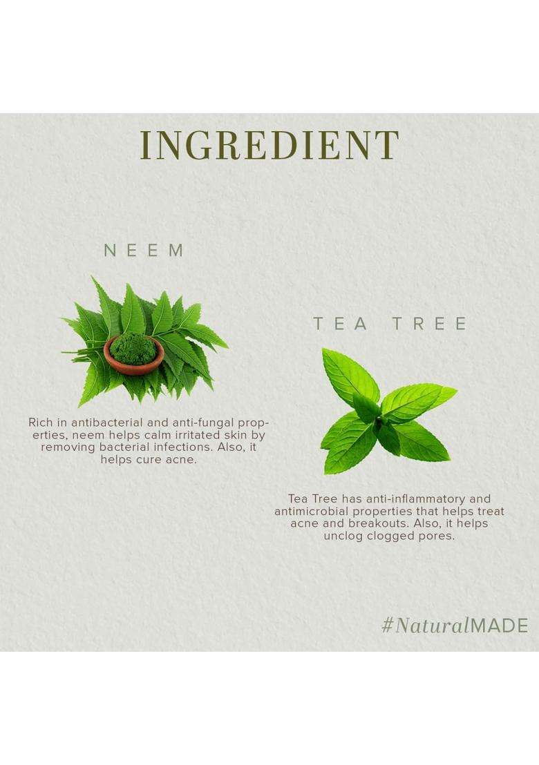 Khadi Natural Neem & Tea Tree Herbal Face Wash (210*2) (420 ml) (Pack of 2) | Natural Herbal Care | Herbal Face Wash for Glowing Skin - Indya