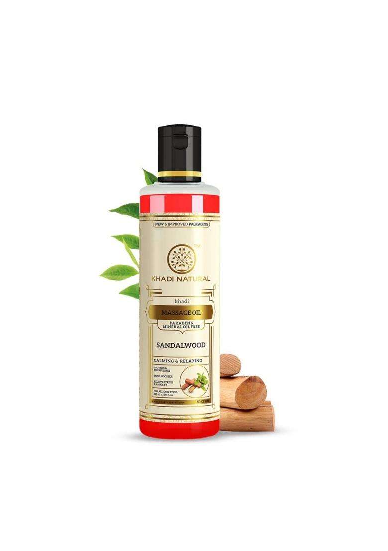 Khadi Natural Sandalwood Massage Oil 210 ml Each (Pack of 2) | Natural Herbal Care | Herbal Body Massage Oil for Relaxing Care - Indya