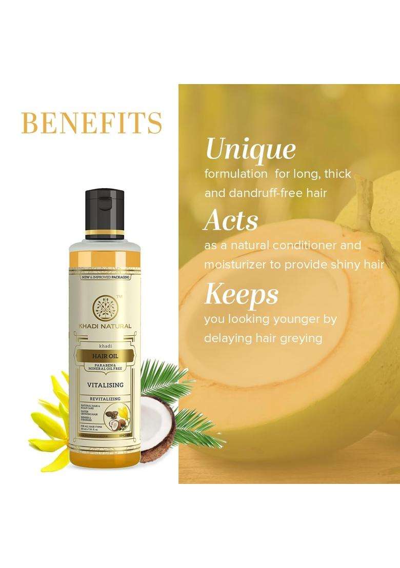 Khadi Natural Vitalising Herbal Hair Oil 210 ml | Natural Herbal Care | Hair Oil for Hair Growth | Paraben & Mineral Oil Free - Indya