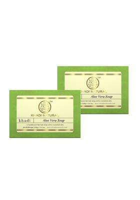 Khadi Natural Aloevera Handmade Soap, 125g (Pack of 2) | Natural Herbal Care | Herbal Bathing for Healthy Skin | Natural Soap with Essential Oils