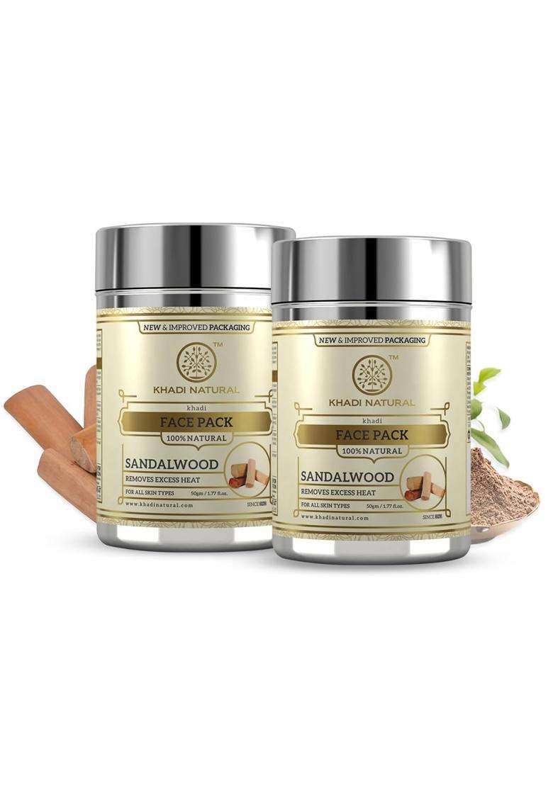 Khadi Natural Sandalwood Herbal Face Pack (50*2) (100 g) (Pack of 2) | Natural Herbal Care | Face Pack for Controlling Oil - Indya
