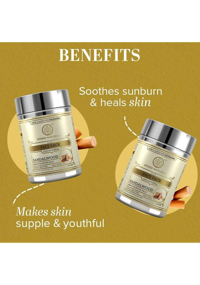 Khadi Natural Sandalwood Herbal Face Pack (50*2) (100 g) (Pack of 2) | Natural Herbal Care | Face Pack for Controlling Oil - Indya