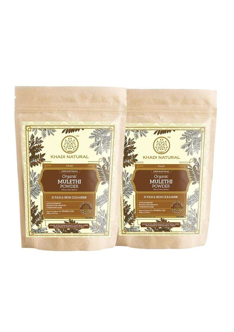 Khadi Natural Mulethi Organic Powder Pack 100 g (Pack of 2) | Natural Herbal Care | Herbal Skin & Hair Care Remedy - Indya