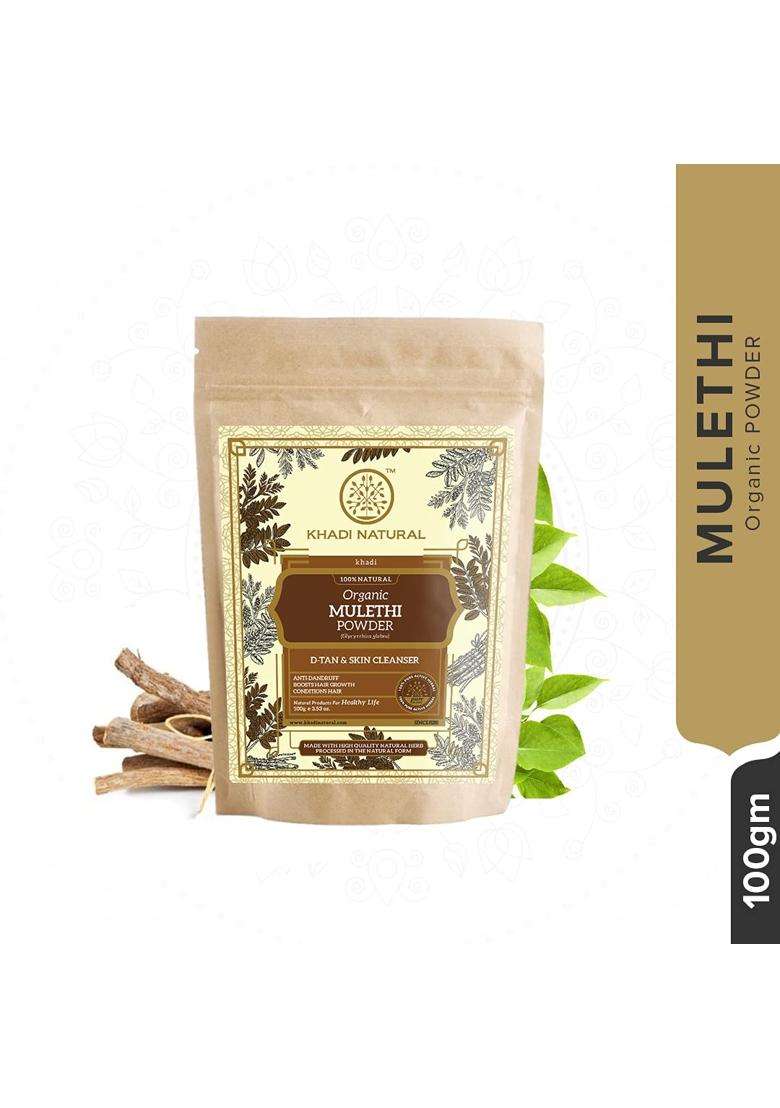 Khadi Natural Mulethi Organic Powder Pack 100 g (Pack of 2) | Natural Herbal Care | Herbal Skin & Hair Care Remedy - Indya