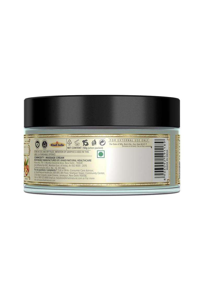 Khadi Natural Almond & Apricot Massage Cream 50 g | Natural Herbal Care | Herbal Massage Cream for Skin Nourishment & Glow | Gentle Skin Care Formula - Indya