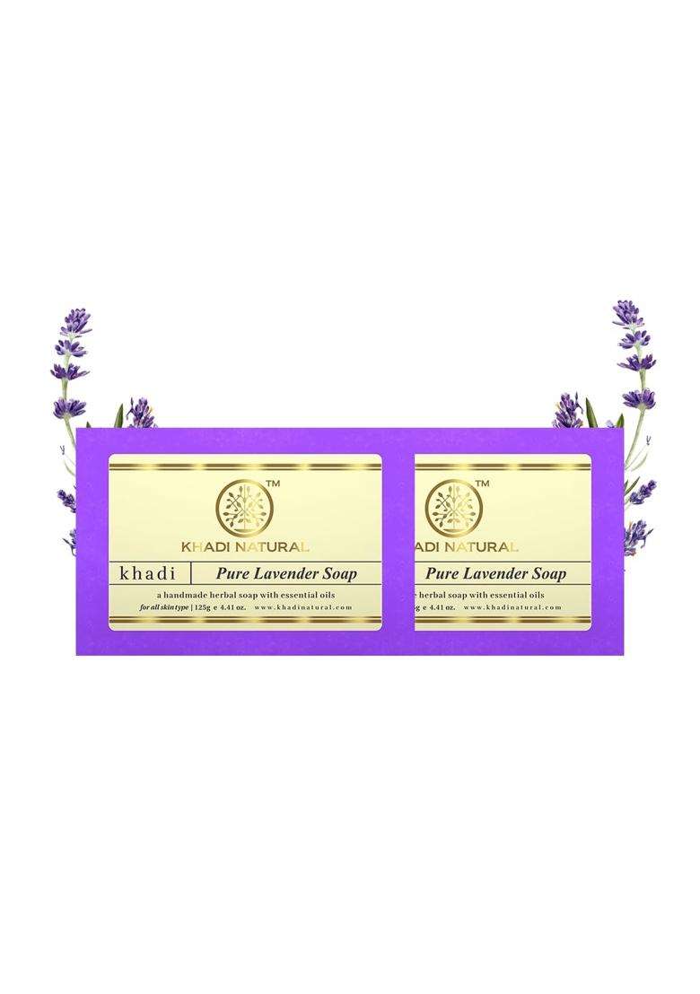 Khadi Natural Lavender Soap 250 g | Natural Herbal Care | Herbal Bathing Soap with Essential Oils | Helps Cleanse Skin & Maintain Skin Softness - Indya