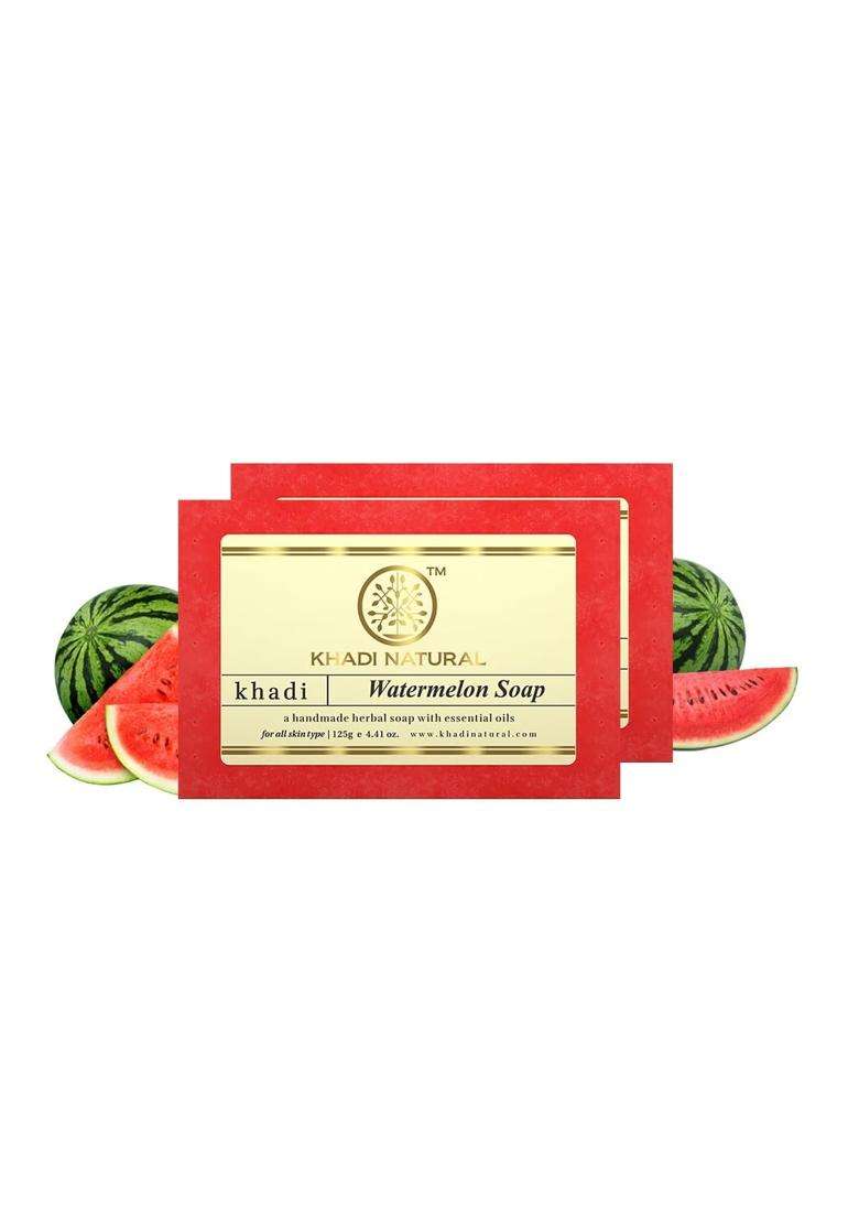 Khadi Natural Watermelon Soap (125 * 2) (250 g) (Pack of 2) | Deeply Nourishes | Cleanses Dust & Impurities - Indya