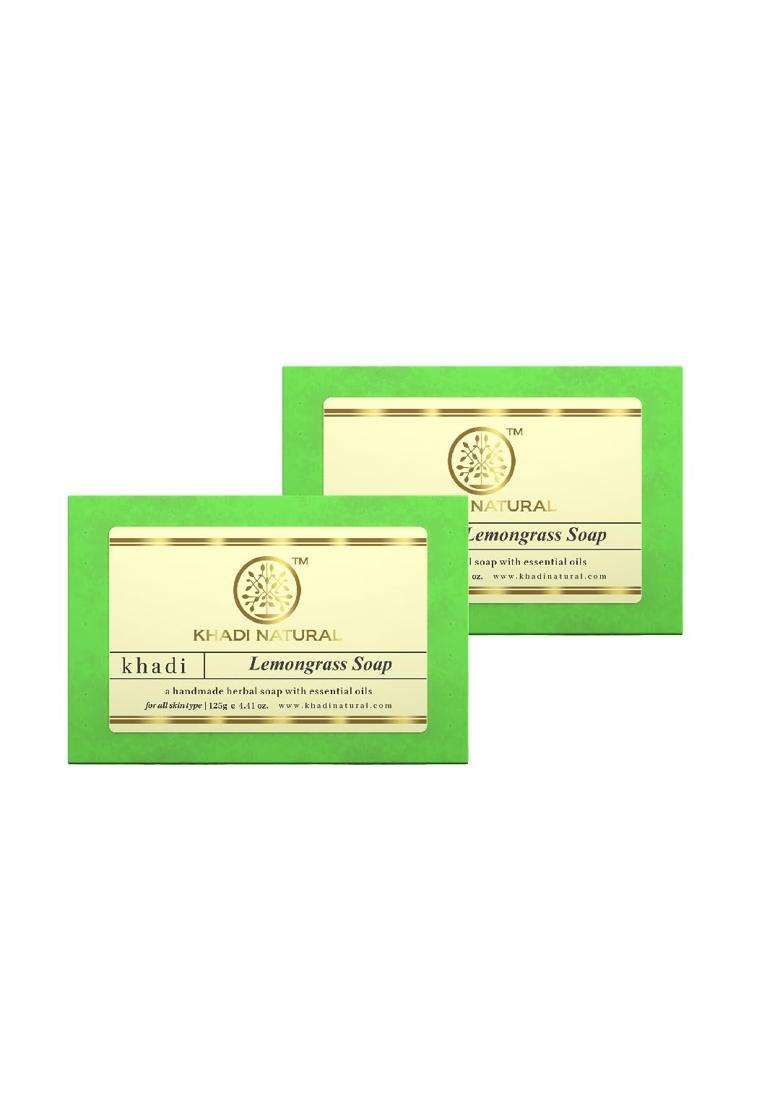 Khadi Natural Lemongrass Soap, 125g (Pack of 2) | Natural Herbal Care | Herbal Bathing Soap for Healthy Skin | Natural Soap with Essential Oils - Indya