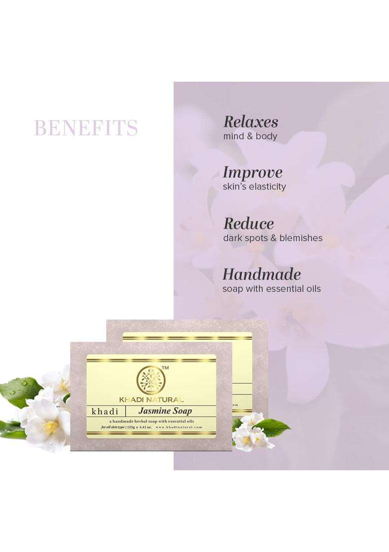 Khadi Natural Natural Jasmine Soap, 125g (Pack of 2) | Natural Herbal Care | Herbal Bathing Soap for Healthy Skin | Natural soap with essential oils - Indya