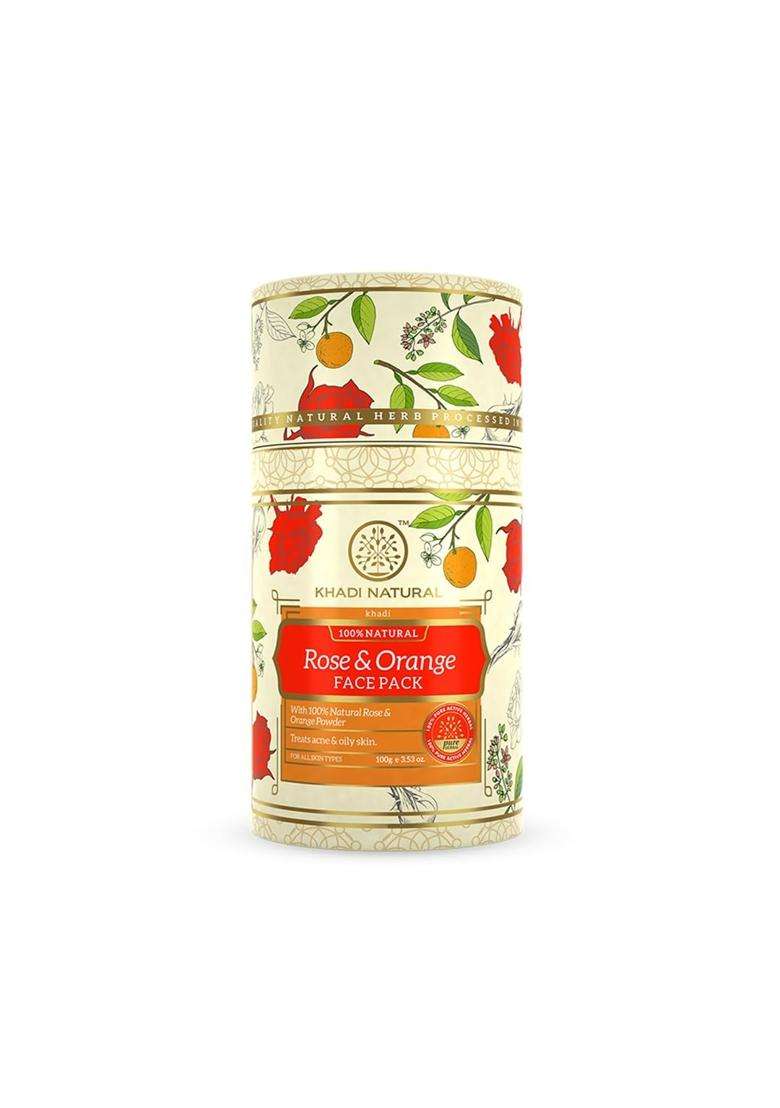 Khadi Natural Ayurvedic Rose & Orange Face Pack 100 g | Authentic Traditional Formula | for Glowing Skin | Natural for Exfoliating - Indya