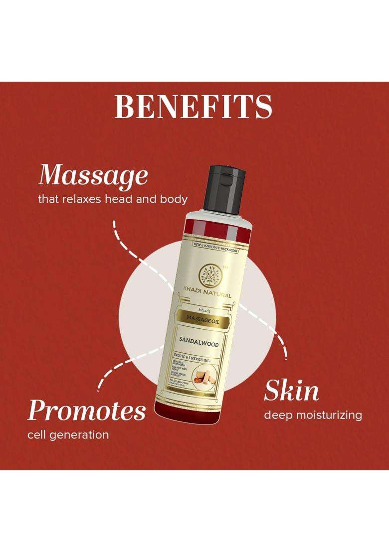 Khadi Natural Sandalwood Massage Oil (210 * 2) (420 ml) (Pack of 2) | Stress relieving properties | Relaxes aches and pains | Aromatherapy - Indya