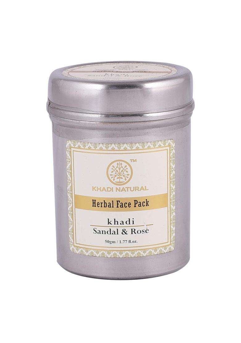 Khadi Natural Sandal & Rose Face Pack 50g | Natural Herbal Care | Herbal Face Mask for Fresh & Glowing Skin | Gentle Skin Care Formula - Indya