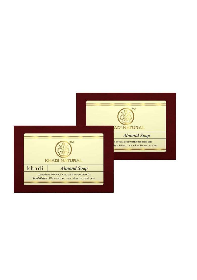 Khadi Natural Almond Soap, 125g (Pack of 2) | Natural Herbal Care | Herbal Bathing Bar | Natural Soap with Essential Oils | Restores moisture content - Indya