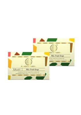 Khadi Natural Mix Fruit Soap 125g Each (Pack of 2) | Natural Herbal Care | Herbal Bathing Soap with Essential Oils | Suitable for All Skin Types