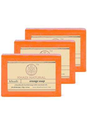 Khadi Natural Orange Soap (125 g*3) (375 g) (Pack of 3) | Natural Herbal Care | Herbal Bathing for Fresh Skin | Natural with Essential Oils