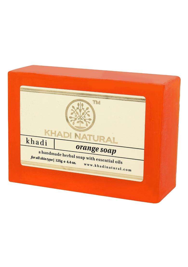 Khadi Natural Orange Soap (125 g*3) (375 g) (Pack of 3) | Natural Herbal Care | Herbal Bathing for Fresh Skin | Natural with Essential Oils - Indya