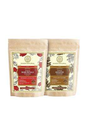 Khadi Natural Organic Powder Pack 200 g | Natural Herbal Care | Rose Petals & Mulethi Powder for Skin Care | Gentle Herbal Skin Care | All Skin Types