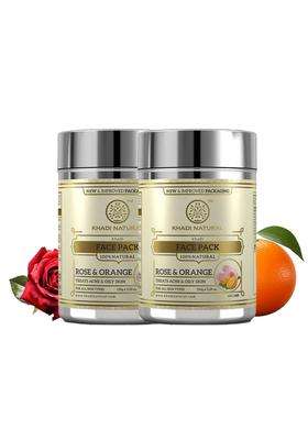 Khadi Natural Rose & Orange Face Pack 50 g | Natural Herbal Care | Herbal Face Pack for Fresh & Glowing Skin | Helps Cleanse & Exfoliate Skin